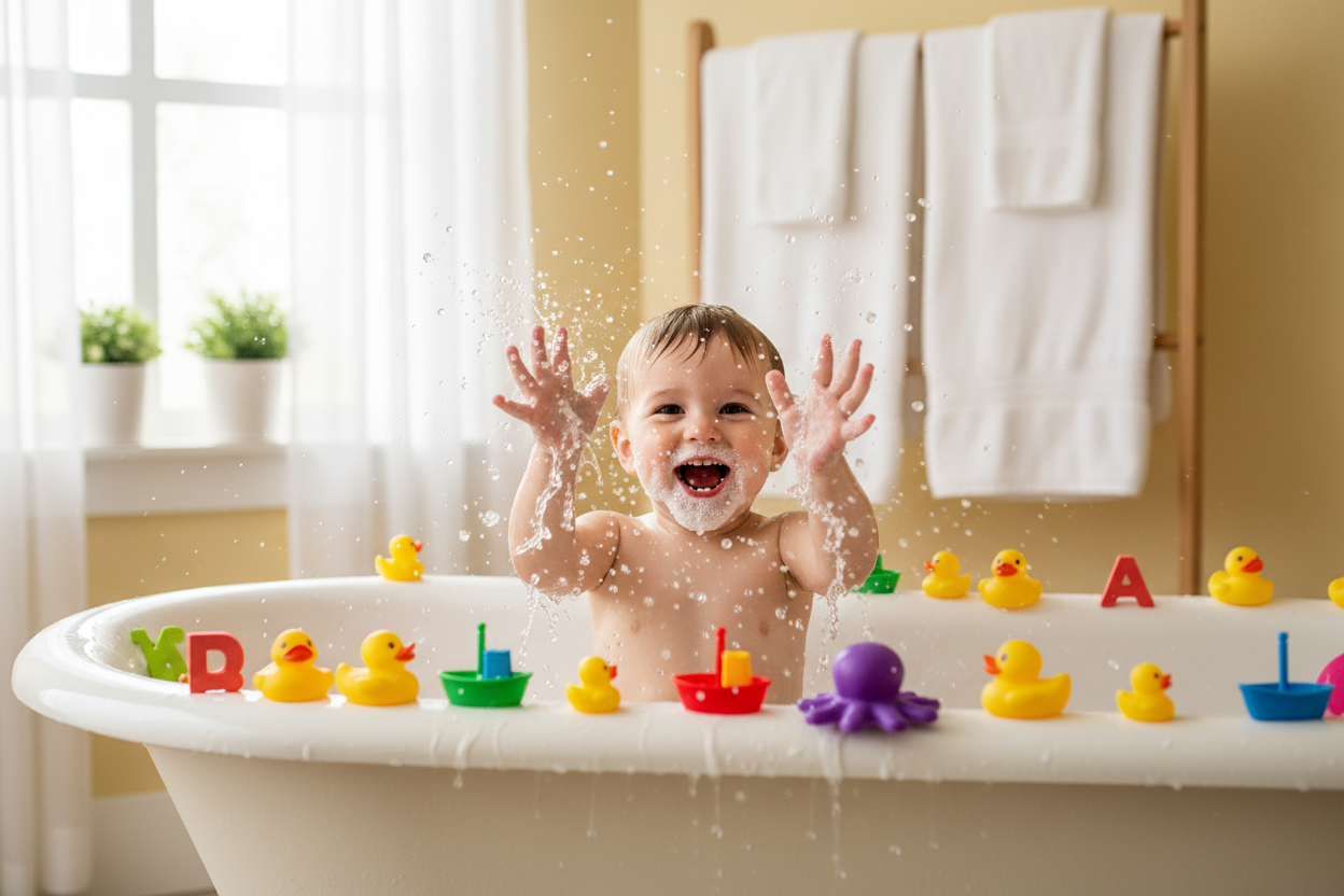 Enfant qui joue dans son bain